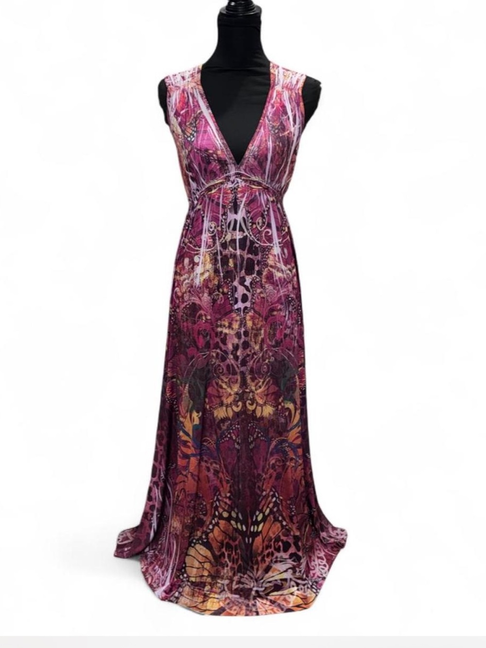 Apt. 9 Fuchsia & Multi-Print Sleeveless V-Neck Maxi Dress